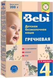 Каша безмолочная, Bebi (Беби) 200 г гречка с 4 мес