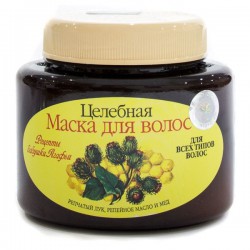 Маска для волос, Рецепты бабушки Агафьи 250 мл для всех типов с луком, маслом и медом